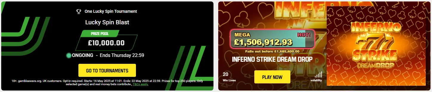 Tournoi One Lucky Spin au Unibet France