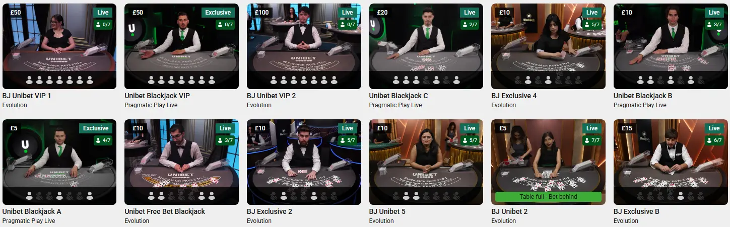 Blackjack au Unibet France