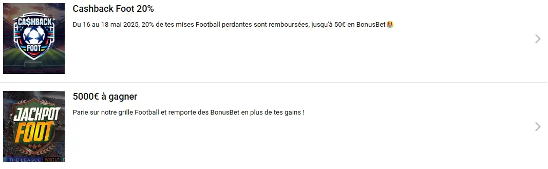 Cashback Foot 20% au Unibet france